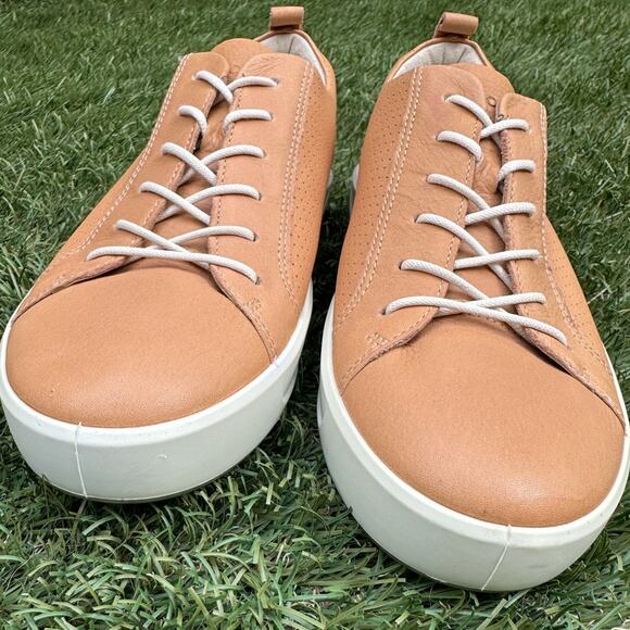 Ecco Soft 8 Genuine Leather Low Top Minimalist Sneakers Classic Tan Shoes Sz 41 - Picture 6 of 10